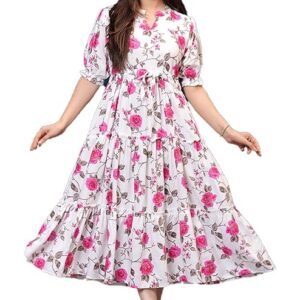 Kuruti B Sheets Women’s Cotton Fit & Flare Calf Length Printed Kurti