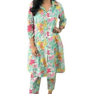Yashika Women’s Cotton Blend Printed Kurti Set with Bottom  Trendy Fit & Flare Design