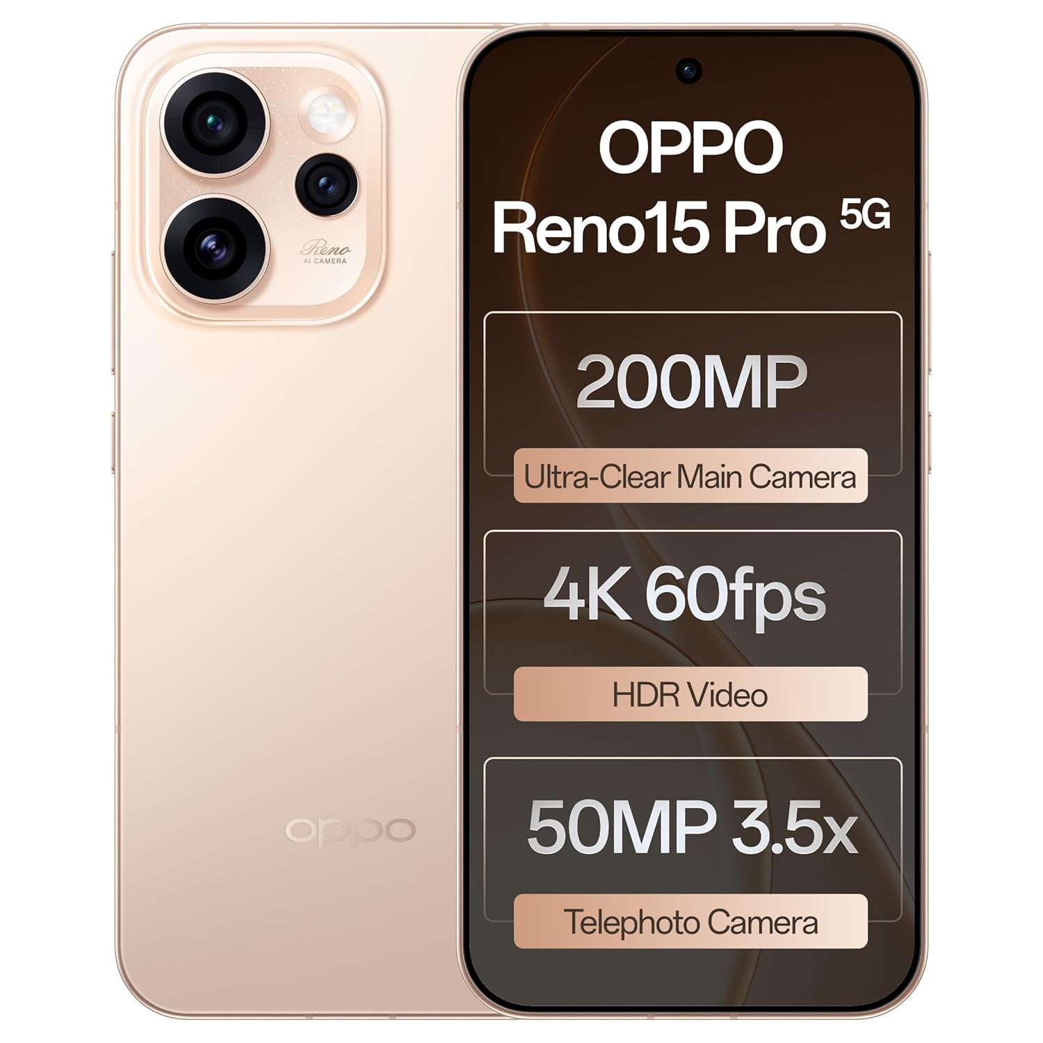 Oppo Reno15Pro 5G (Sunset Gold, 12GB RAM, 512GB Storage) with No Cost EMI/Additional Exchange Offers