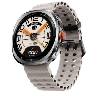 Fire-Boltt Axiom Round Smart Watch 1.43″ Super AMOLED Display with Always‑On Mode, Bluetooth Calling, Rotating Crown, SPO₂ & Heart Rate Monitor, IP67 Waterproof Silicone Smartwatch for Men - White