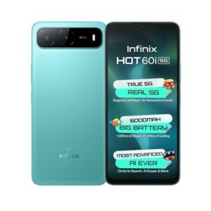 Infinix HOT 60i 5G (Monsoon Green, 4GB RAM, 128GB Storage) | True 5G (Works On Jio, Vi, Airtel)|6000mAh Biggest Battery|Most Advanced Infinix AI- AI Eraser, Circle to Search