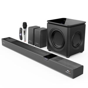 ZEBRONICS 1100 Watts Powerful Soundbar, 7.2.4 Home Theatre, Wireless, Dual Satellites & Driver Subwoofer, Dual Radiators, DTS X,Dolby Atmos, Karaoke UHF Mic, HDMI Earc, Optical (Juke BAR 10000), Black