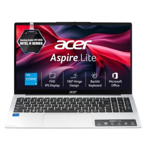 acer Aspire Lite, 12th gen, Intel Core i5-12450H Processor, 16 GB, 512GB, Full HD IPS, 15.6"/39.62 cm, Windows 11 Home, MSO, Pure Silver, 1.70 kg, AL15-52H, Backlit Keyboard