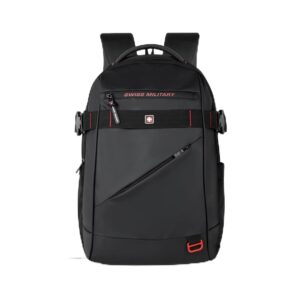 SWISS MILITARY 30L Unisex Laptop Travel Backpack for 15.6-Inch Laptops – with Luggage Strap, Detachable Key Ring, Anti-Theft Pocket, Expandable Bottle Pocket for Office and College Use