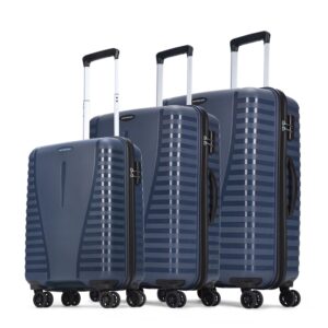 Aristocrat 3 Pc Airpro Set Cabin 55cm(Small) Check-in 66cm(Medium) Check-in 75cm(Large) 8 Wheels Spinner Trolley Bags, Hard Case Luggage, Lightweight Bag & Combination Lock|3 Years Warranty (Blue)