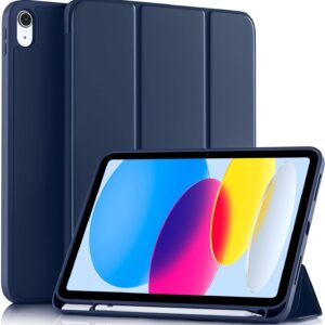 ProElite Smart Case for iPad (A16) 11th/10th Generation (2025/2022) [Auto Sleep/Wake Cover] [Pencil Holder] [Soft Flexible Case] Recoil Series for Apple iPad 10th/11th Gen - Dark Blue