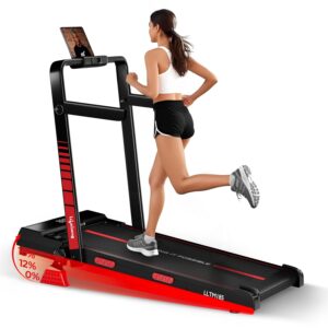Lifelong Walking Pad Treadmill | 4 HP Motor | Foldable Handle | LED Display & Remote Control | 2-Level Manual Incline | Anti-Slip Belt | Compact Under Desk Running Machine for Home & Office