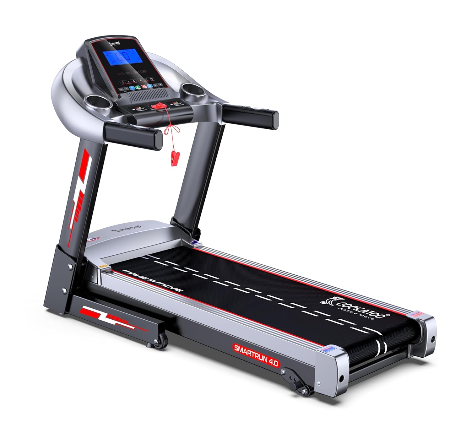 Cockatoo SmartRun 4.0 4HP Peak DC Motorized Treadmill for Home, With 3 Level Manual Incline, Max Speed 14 Km/Hr, Max User Weight 120Kg ,(DIY, Do It Yourself Installation)