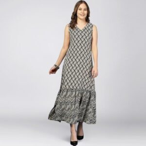 Daevish Rayon Maxi Dress in ethnic motifs