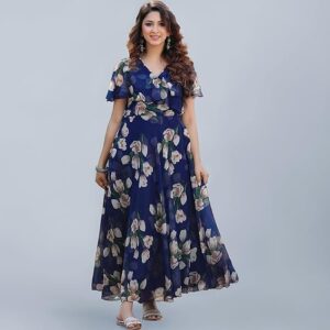 Shasmi Georgette Floral Saree with blouse piece