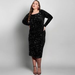 Velour Sequence Dress for Plus Size Women