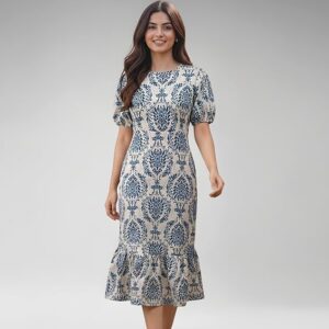 Leriya Fashion Elegant Blue Rayon Maxi Dress for Women