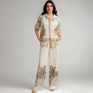 NAINVISH Women’s Printed Safari Co-Ord Set in Rayon