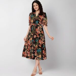 PIDAVLIYAS Women’s Printed Regular Dress – Short Sleeve Casual Outfit