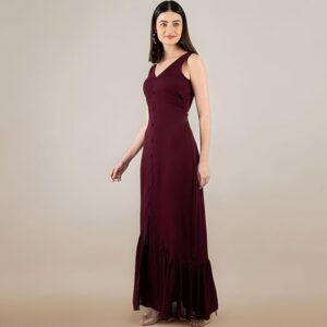 ZLAATA Burgundy Mermaid Sleeveless Maxi Dress