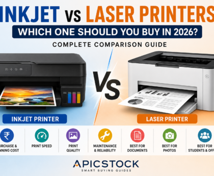 Inkjet vs Laser Printers comparison guide for home, students, offices and businesses by APICSTOCK