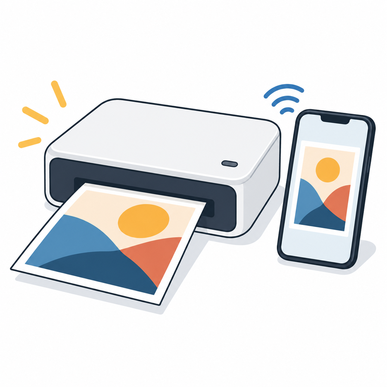 Illustration of a generic smartphone-connected photo printer; not a photograph of the Kodak Dock Plus.