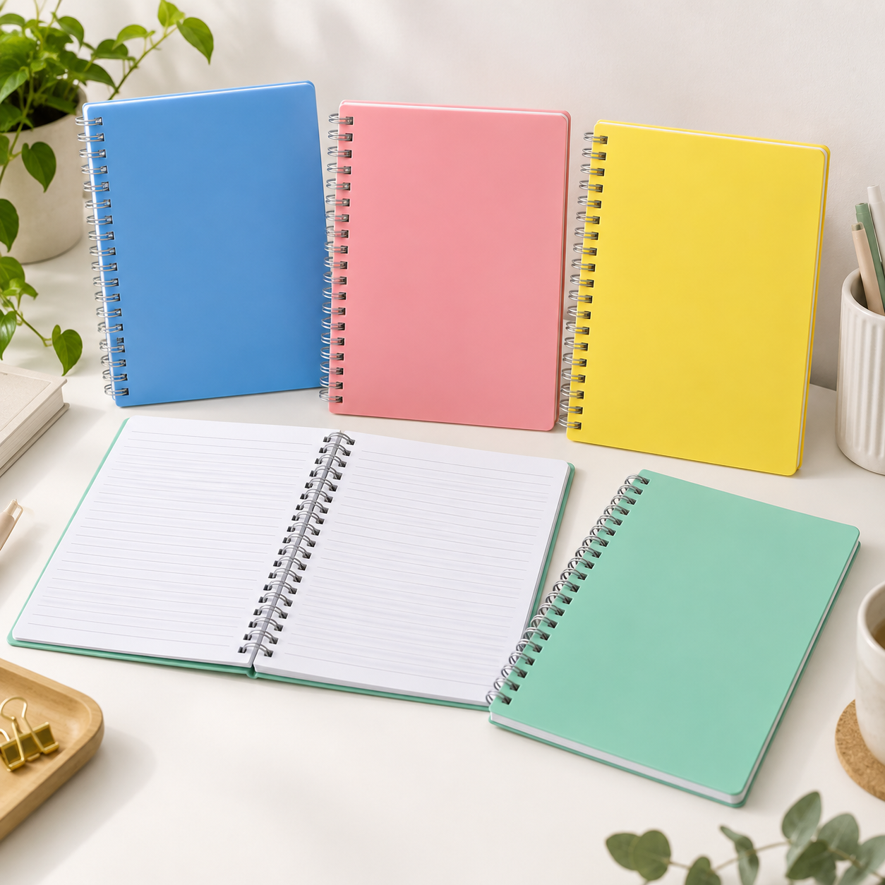 Solimo A5 notebooks set of 5 with spiral binding