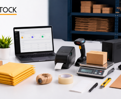 Amazon Seller Packing Station Setup in India with essential packing and shipping tools