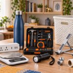 Practical daily-use products for Indian homes including an emergency light, power strip, kitchen scale, toolkit and laptop stand