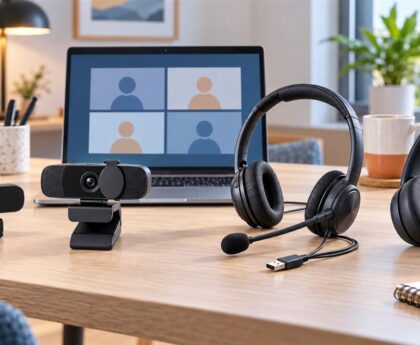 Webcams and headsets for video calls, online classes and home office
