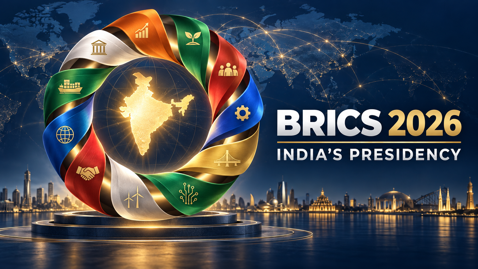 BRICS 2026 India Presidency and global cooperation illustration