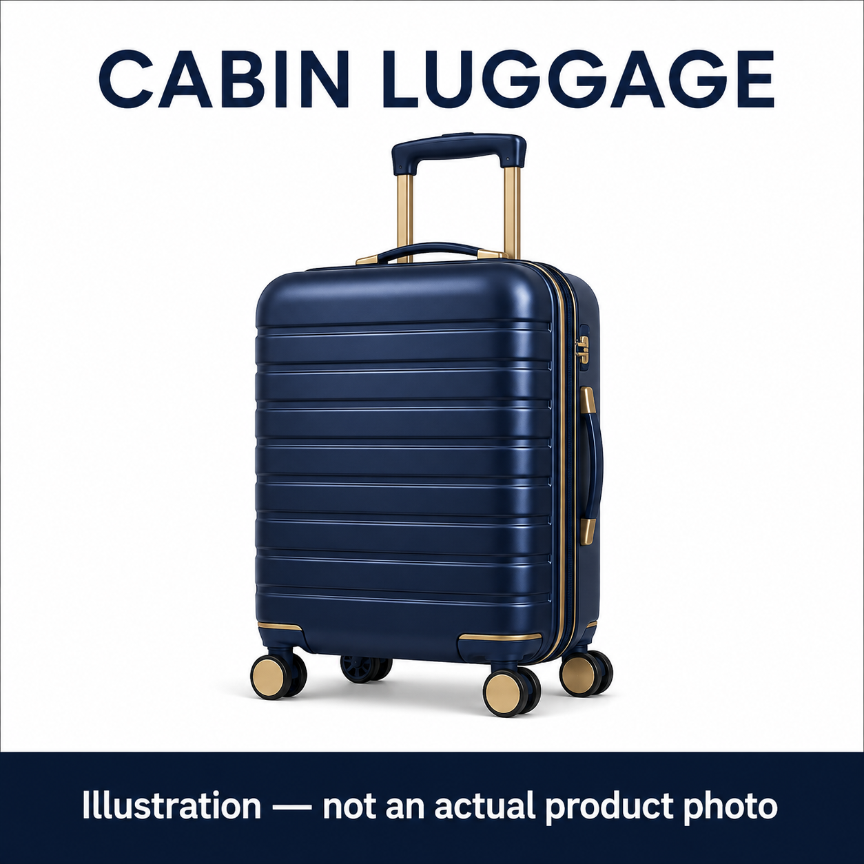 Generic cabin suitcase illustration for the Safari Pentagon Pro cabin trolley guide, not an actual product photograph.