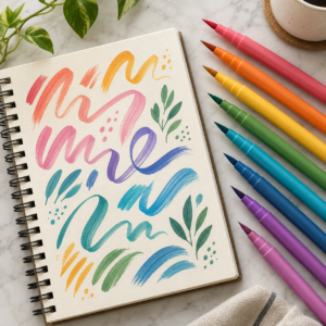 Illustrative brush pens and sketchbook for Camel Brush Pens 27 Shades buying guide
