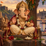Ganapati history, Mumbai Ganeshotsav and traditional forms editorial illustration