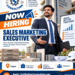 Flash Tech Consulting hiring poster for Sales Marketing Executive in Raigad, requiring 4–8 years of experience in cement and building materials.