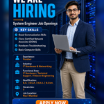 Flash Tech Consulting hiring poster for System Engineer in Navi Mumbai, open to freshers with hardware, networking, and CCNA knowledge.