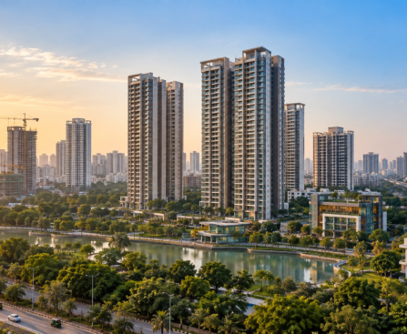 Modern Indian residential skyline representing top real estate developers in India