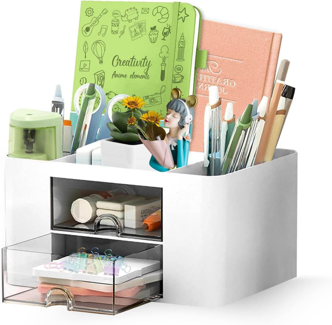 Shuttle Art Desk Organizer — White, 2 Drawers