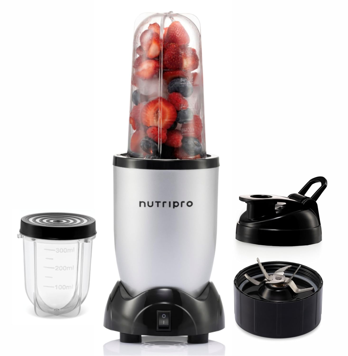 NutriPro 500W Juicer Mixer Grinder — 2 Jars, Silver