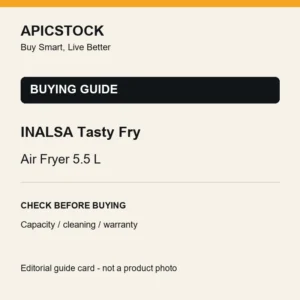 INALSA Tasty Fry Air Fryer 5.5 L editorial buying-guide card; not a product photograph
