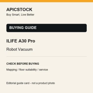 ILIFE A30 Pro Robot Vacuum editorial buying-guide card; not a product photograph